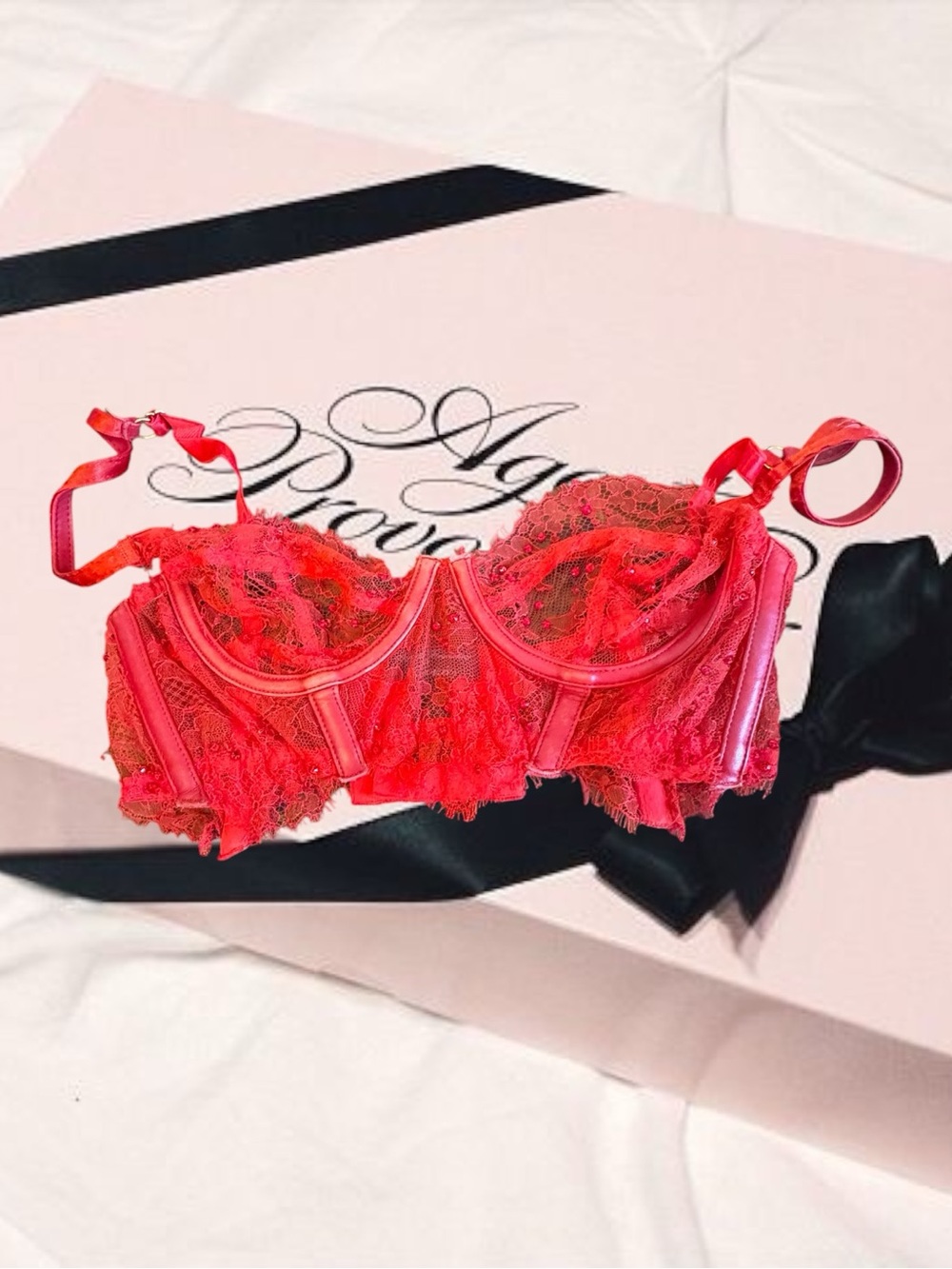Agent Provocateur Red Lace Balconette Bra